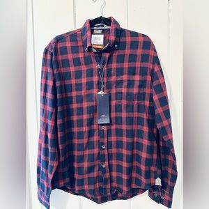 NWT MBX Plaid Flannel Button Up Shirt / L / Wine & Navy